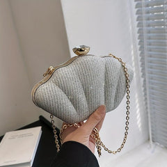 Glitter Shell Evening Bag Rhinestone Clutch Purse Chain Crossbody