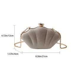 Glitter Shell Evening Bag Rhinestone Clutch Purse Chain Crossbody