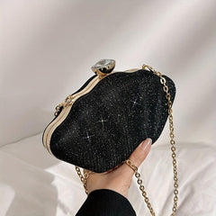 Glitter Shell Evening Bag Rhinestone Clutch Purse Chain Crossbody