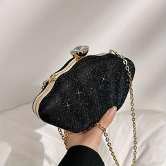 Glitter Shell Evening Bag Rhinestone Clutch Purse Chain Crossbody