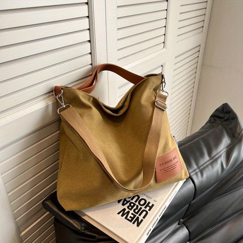 Canvas Tote Bag Large Capacity Crossbody Boho Shoulder Bag
