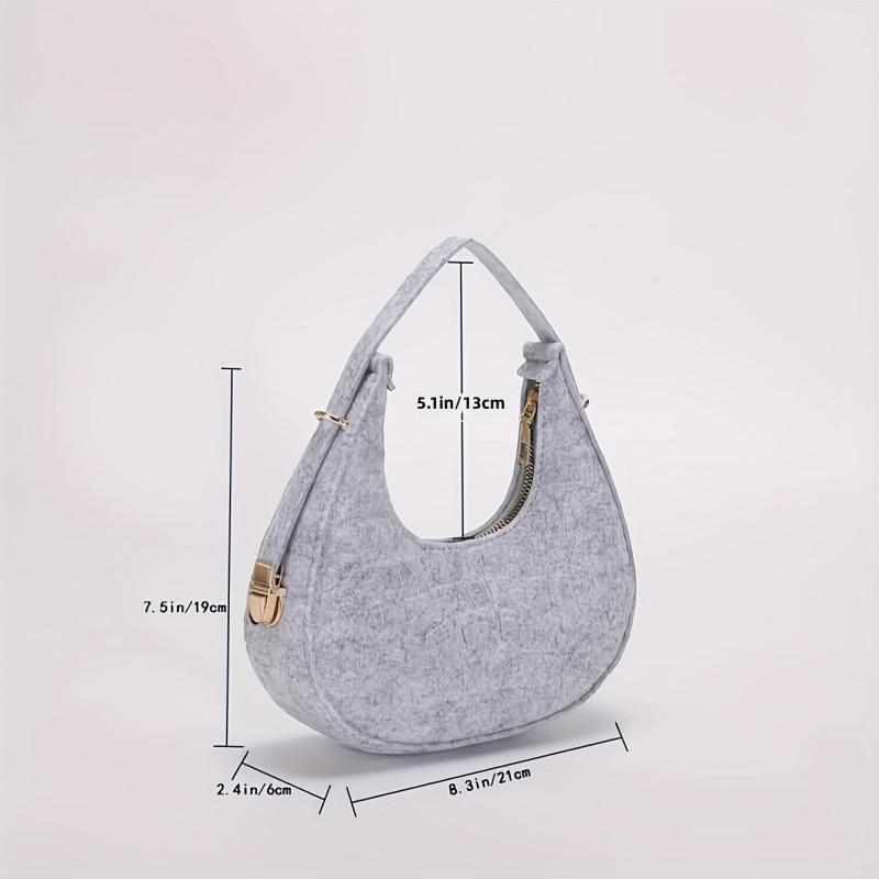 Crocodile Embossed Felt Handbag Vintage Hobo Bag Underarm Purse