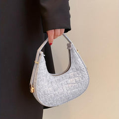 Crocodile Embossed Felt Handbag Vintage Hobo Bag Underarm Purse