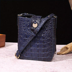 Crocodile Embossed Leather Satchel Purse Crossbody Bag