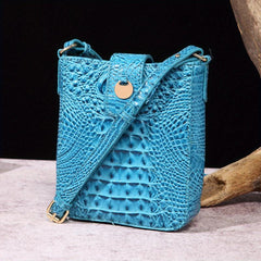 Crocodile Embossed Leather Satchel Purse Crossbody Bag