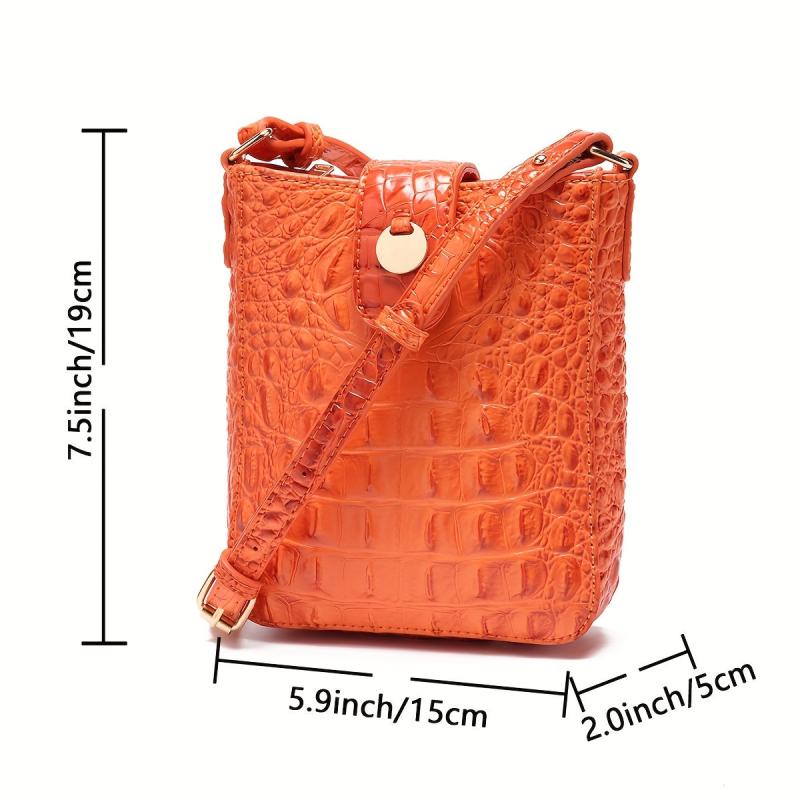 Crocodile Embossed Leather Satchel Purse Crossbody Bag