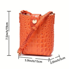 Crocodile Embossed Leather Satchel Purse Crossbody Bag