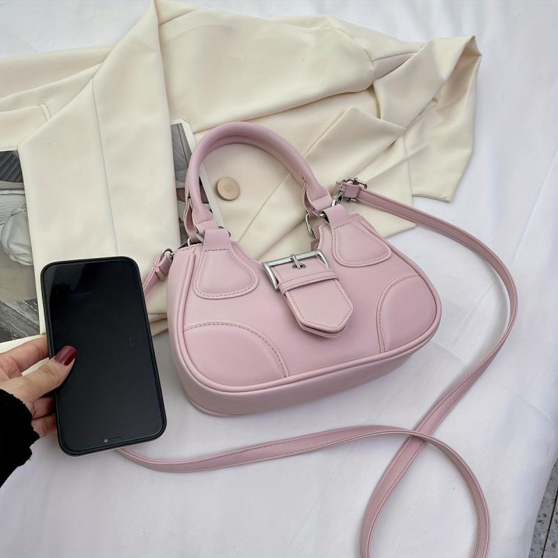 Solid Crossbody Bag PU Leather Handbag Shoulder Bag
