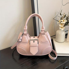Solid Crossbody Bag PU Leather Handbag Shoulder Bag