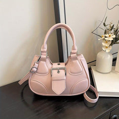 Solid Crossbody Bag PU Leather Handbag Shoulder Bag
