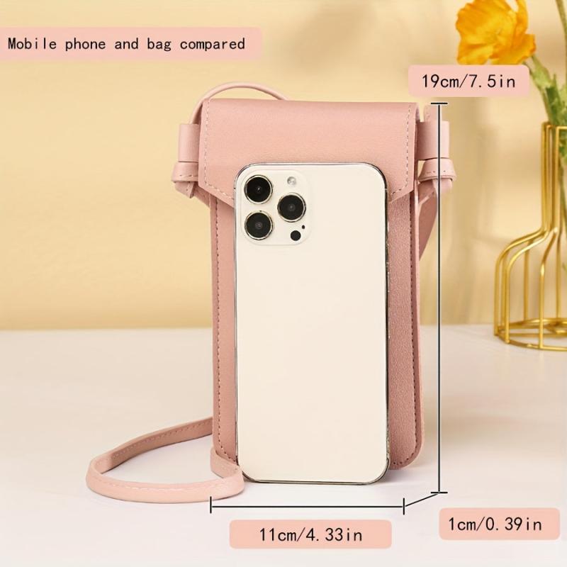 Solid Crossbody Bag Touch Screen Coin Purse Slim Minimalist