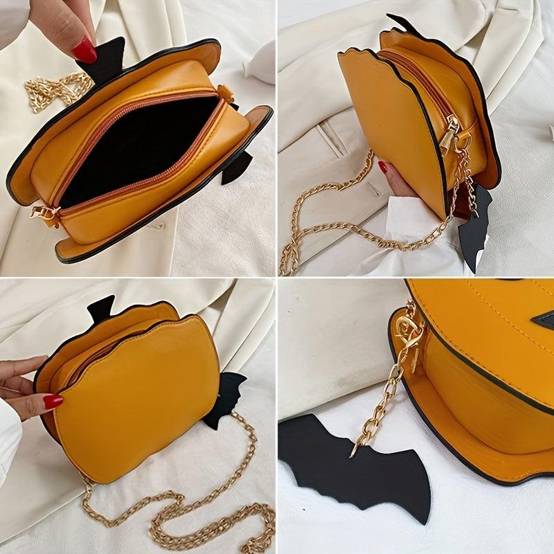 Pumpkin Shaped Funny Shoulder Bag Halloween Crossbody Bag