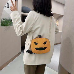 Pumpkin Shaped Funny Shoulder Bag Halloween Crossbody Bag
