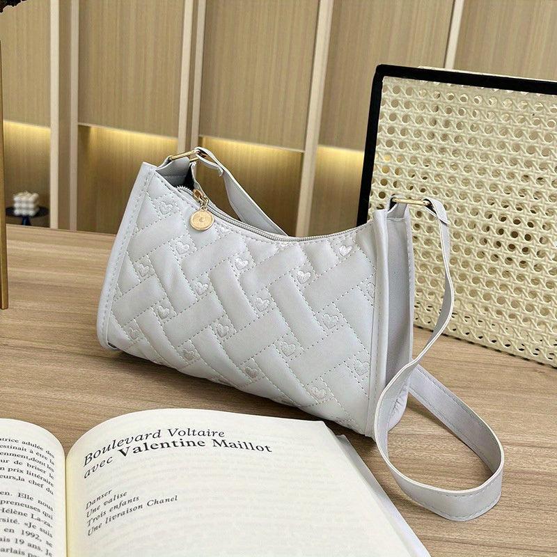 Chic Love Embroidered Baguette Bag Zipper Underarm Bag