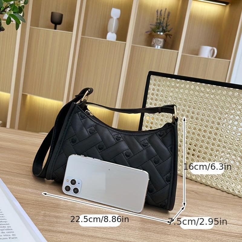 Chic Love Embroidered Baguette Bag Zipper Underarm Bag