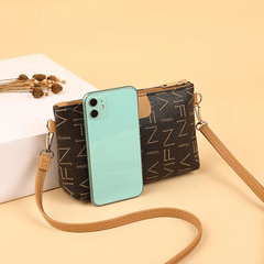 Print Zipper Crossbody Bag PU Leather Stylish Shoulder Bag