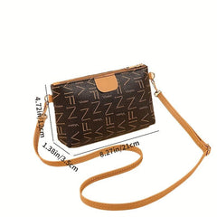 Print Zipper Crossbody Bag PU Leather Stylish Shoulder Bag