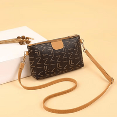 Print Zipper Crossbody Bag PU Leather Stylish Shoulder Bag