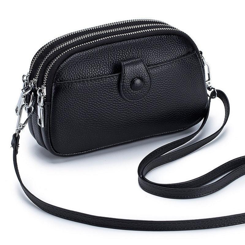 Mini Zipper Crossbody Bag Leather Mobile Phone Bag Coin Purse