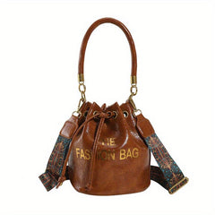 Vintage Drawstring Bucket Bag Retro Boho Crossbody Bag