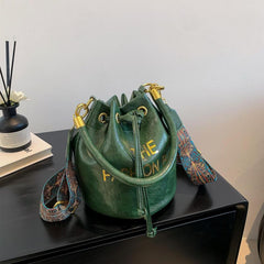 Vintage Drawstring Bucket Bag Retro Boho Crossbody Bag