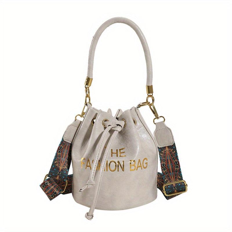 Vintage Drawstring Bucket Bag Retro Boho Crossbody Bag