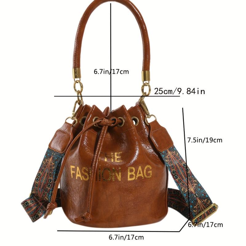 Vintage Drawstring Bucket Bag Retro Boho Crossbody Bag