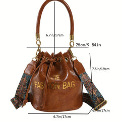 Vintage Drawstring Bucket Bag Retro Boho Crossbody Bag