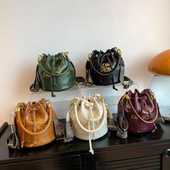 Vintage Drawstring Bucket Bag Retro Boho Crossbody Bag