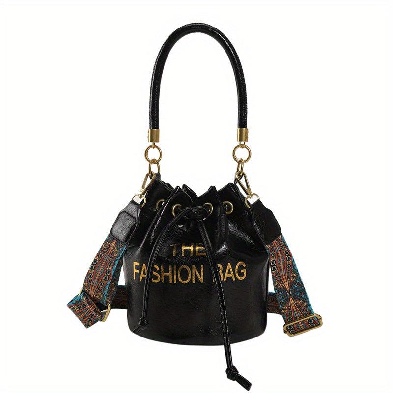 Vintage Drawstring Bucket Bag Retro Boho Crossbody Bag