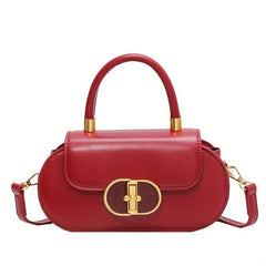 Retro Solid Satchel Bag Turn Lock Crossbody Bag All Match Handbag For Work