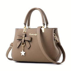 Bowknot Decor Crossbody Bag Double Handle Purse For Office Work