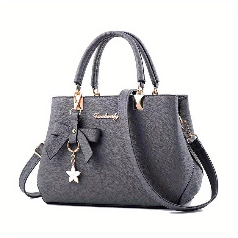 Bowknot Decor Crossbody Bag Double Handle Purse For Office Work