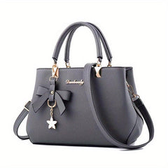 Bowknot Decor Crossbody Bag Double Handle Purse For Office Work