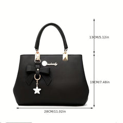 Bowknot Decor Crossbody Bag Double Handle Purse For Office Work