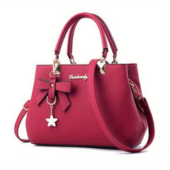 Bowknot Decor Crossbody Bag Double Handle Purse For Office Work
