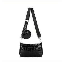 Crocodile Pattern Shoulder Bag Crossbody Bag With Mini Purse