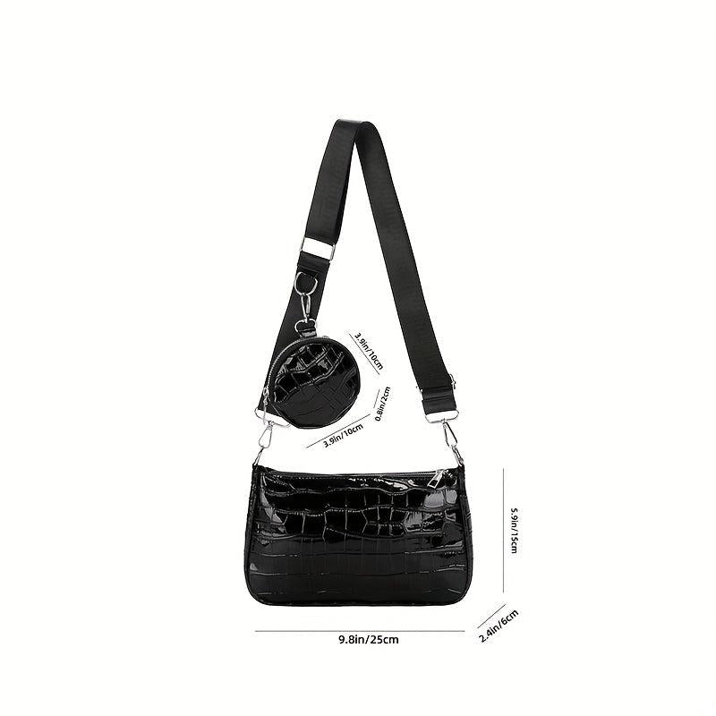 Crocodile Pattern Shoulder Bag Crossbody Bag With Mini Purse