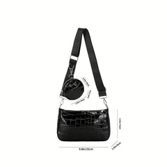 Crocodile Pattern Shoulder Bag Crossbody Bag With Mini Purse