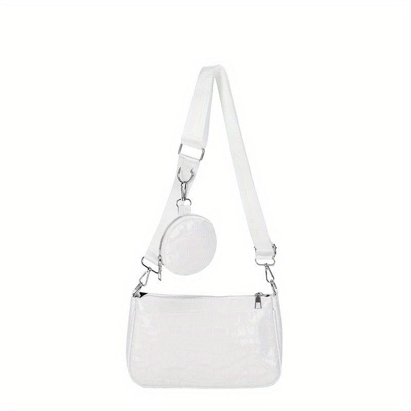 Crocodile Pattern Shoulder Bag Crossbody Bag With Mini Purse