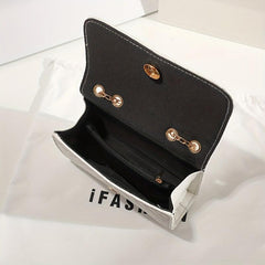 Mini Metal Chain Flap Crossbody Bag PU Leather Textured Bag