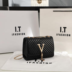 Mini Metal Chain Flap Crossbody Bag PU Leather Textured Bag