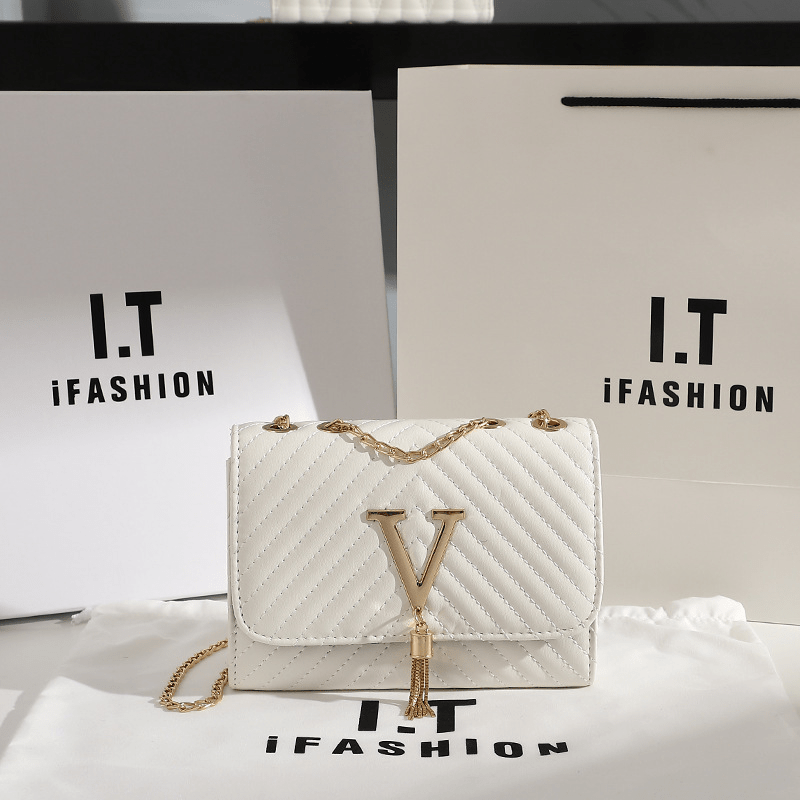 Mini Metal Chain Flap Crossbody Bag PU Leather Textured Bag