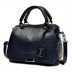 Vintage Flap Boston Bag PU Leather Crossbody Handbag