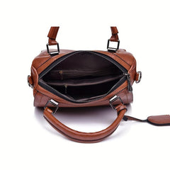 Vintage Flap Boston Bag PU Leather Crossbody Handbag