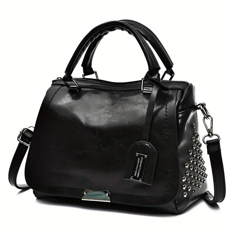 Vintage Flap Boston Bag PU Leather Crossbody Handbag