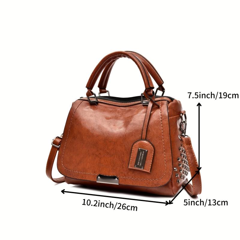 Vintage Flap Boston Bag PU Leather Crossbody Handbag