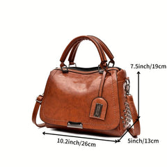 Vintage Flap Boston Bag PU Leather Crossbody Handbag