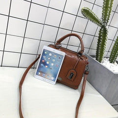 Vintage Flap Boston Bag PU Leather Crossbody Handbag