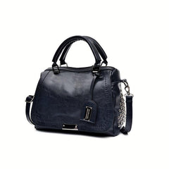 Vintage Flap Boston Bag PU Leather Crossbody Handbag